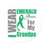 Liver Cancer I Wear Emerald Green Grandpa Classic Round Sticker