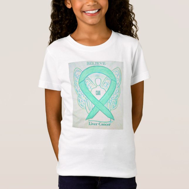 Liver Cancer Jade Awareness Ribbon Angel Shirt (Front)