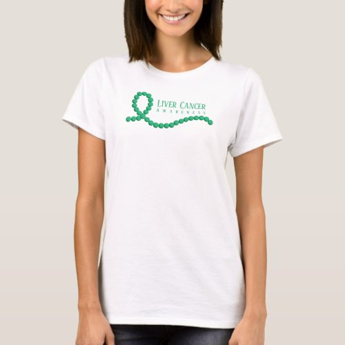 Liver Cancer Jade Beaded Awareness Ribbon T_Shirt