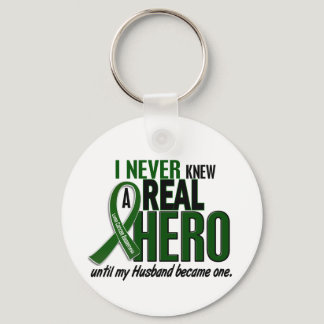 Liver Cancer NEVER KNEW A HERO 2 Husband Keychain
