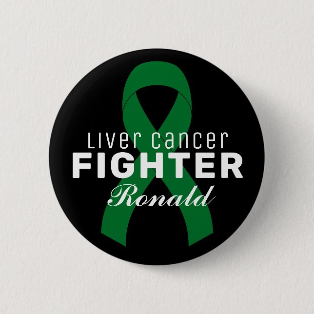 Liver Cancer Ribbon Black Button (Front)
