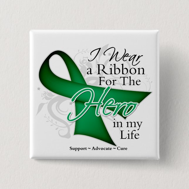 Liver Cancer Ribbon Hero in My Life Pinback Button (Front)