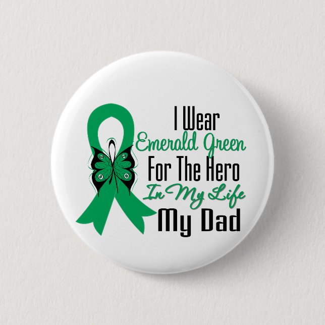 Liver Cancer Ribbon Hero My Dad Pinback Button (Front)