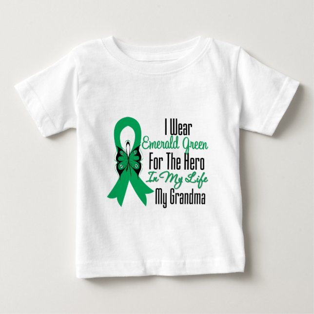Liver Cancer Ribbon Hero My Grandma Baby T-Shirt (Front)