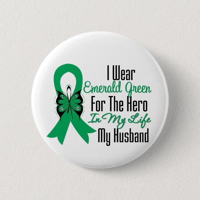 Liver Cancer Ribbon Hero My Husband Button (Front)