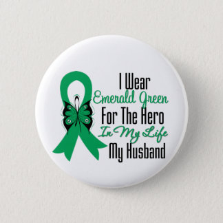Liver Cancer Ribbon Hero My Husband Button