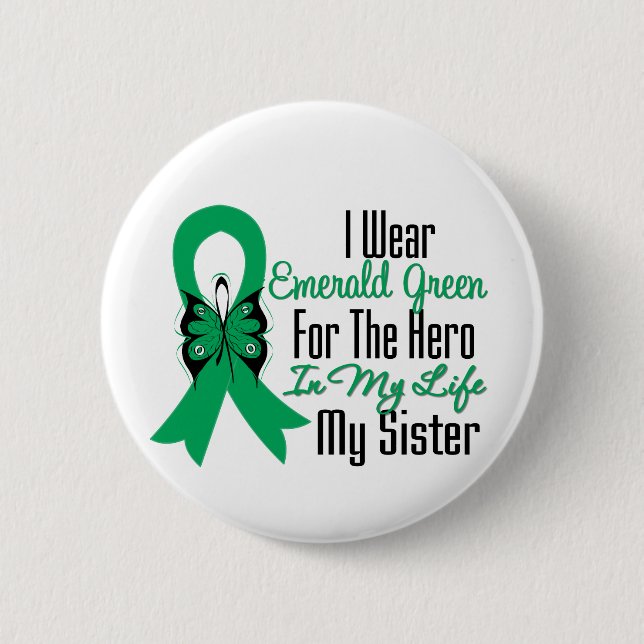 Liver Cancer Ribbon Hero My Sister Pinback Button (Front)