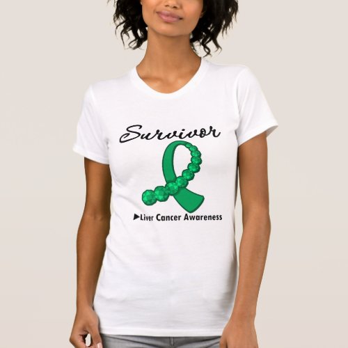 Liver Cancer Survivor Gemstone Ribbon T_Shirt