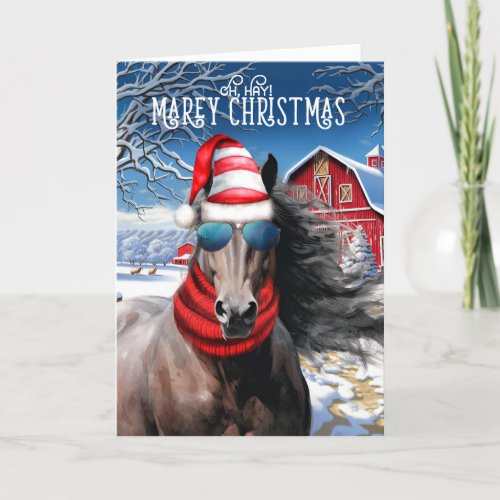 Liver Chestnut Horse Funny MAREy Christmas Holiday Card
