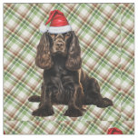 Liver Cocker Spaniel Green Plaid Christmas Fabric