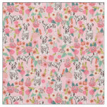 Liver Dalmatian  dog pink florals Fabric