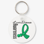 Liver Disease Awareness Gemstone Ribbon Keychain