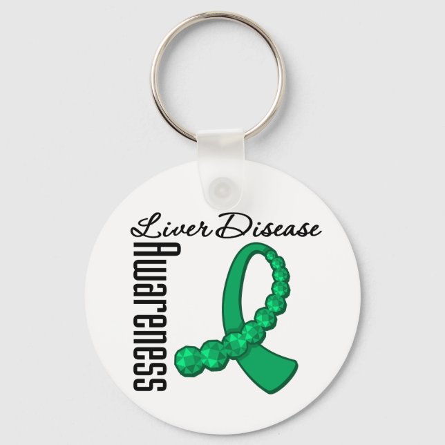 Liver Disease Awareness Gemstone Ribbon Keychain (Front)