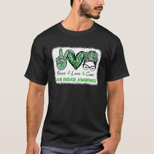 Liver Disease Awareness Green Ribbon Peace Love Cu T_Shirt