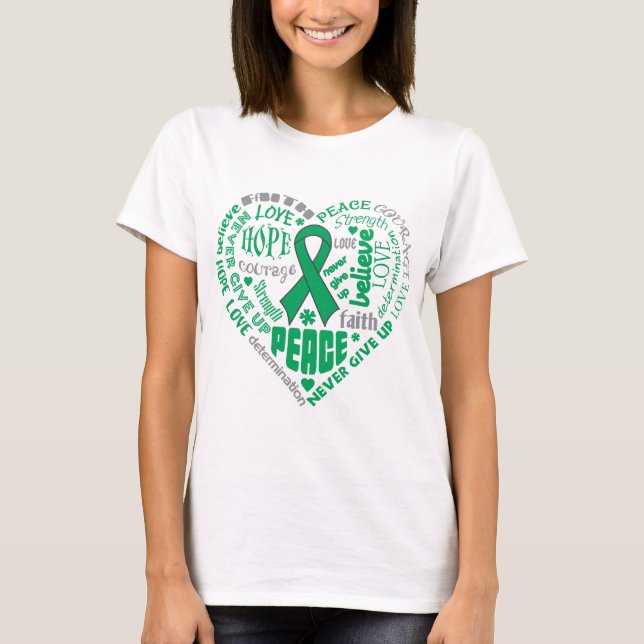 Liver Disease Awareness Heart Words T-Shirt (Front)