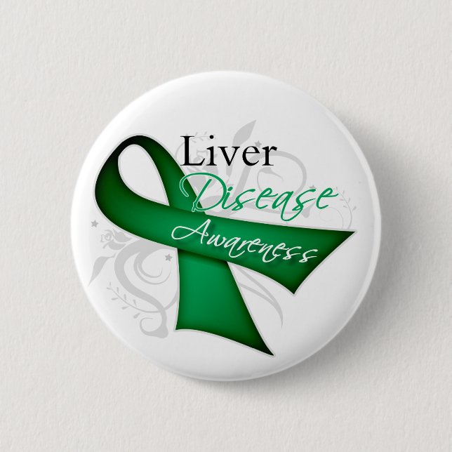 Liver Disease Awareness Ribbon Button (Front)