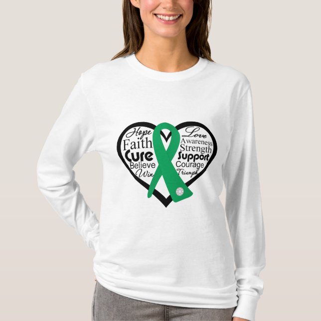 Liver Disease Heart Ribbon Collage T-Shirt (Front)