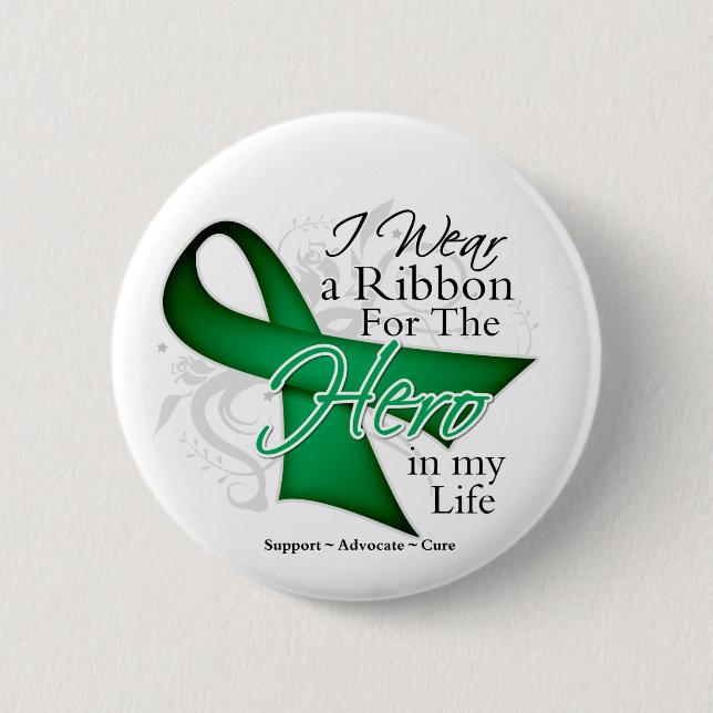 Liver Disease Ribbon Hero in My Life Pinback Button (Front)