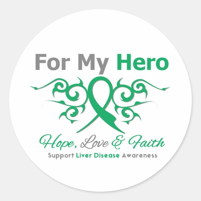 Liver Disease Tribal Ribbon Hero Classic Round Sticker (Front)