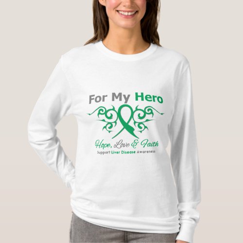 Liver Disease Tribal Ribbon Hero T_Shirt