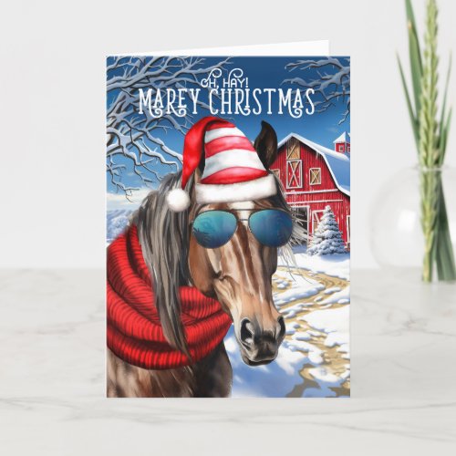 Liver Quarter Horse Funny MAREy Christmas Holiday Card