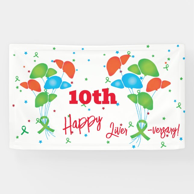 Liver Transplant Anniversary Customizable Party    Banner (Horizontal)