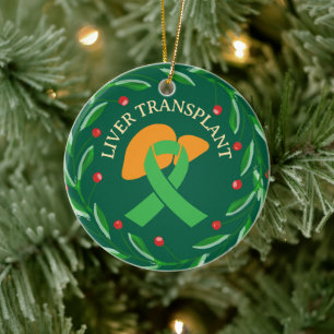 Liver Transplant Recipient Custom Christmas Ceramic Ornament