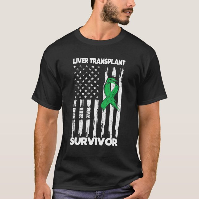 Liver Transplant Surgery US Flag Liver Transplant T-Shirt (Front)