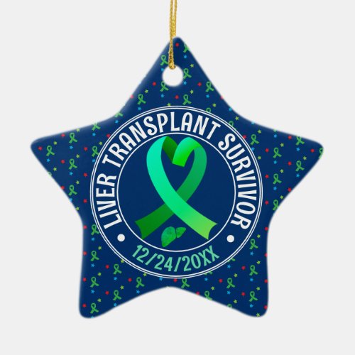 Liver Transplant Survivor Green Ribbon Celebration Ceramic Ornament