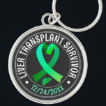 Liver Transplant Survivor Green Ribbon Custom Keychain<br><div class="desc">Liver Transplant Survivor Green Ribbon and liver original design,  customizable with the date of transplant! Great gift idea for the liver transplant recipient! Congratulations on receiving your gift of life! Made for the large keychain option.</div>