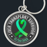 Liver Transplant Survivor Green Ribbon Custom Keychain<br><div class="desc">Liver Transplant Survivor Green Ribbon and liver original design,  customizable with the date of transplant! Great gift idea for the liver transplant recipient! Congratulations on receiving your gift of life! Made for the large keychain option.</div>