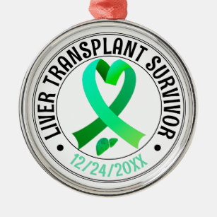 Liver Transplant Survivor Green Ribbon Custom Metal Ornament