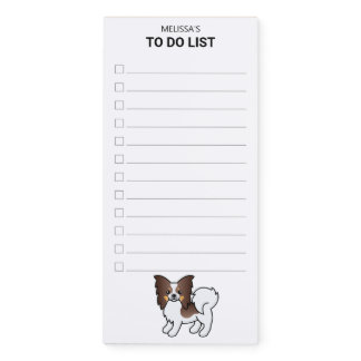 Liver Tricolor Papillon Cute Dog To Do List Magnetic Notepad