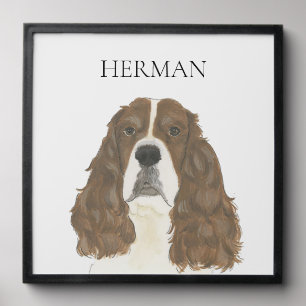 Liver & White English Springer Spaniel Portrait Peel And Stick Photo Tile