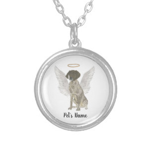 Liver & White German Shorthaired Pointer Sympathy Silver Plated Necklace