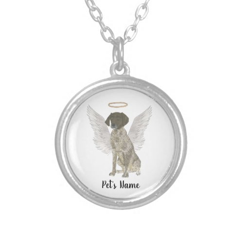 Liver  White German Shorthaired Pointer Sympathy Silver Plated Necklace