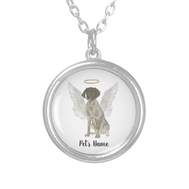 Liver & White German Shorthaired Pointer Sympathy Silver Plated Necklace (Front)