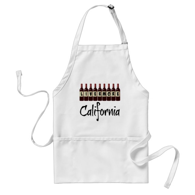 Livermore California Red Wine Bottles Tasting Fun Adult Apron (Front)