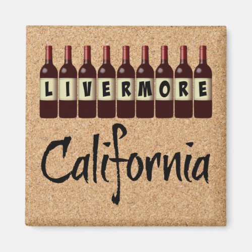 Livermore California Red Wine Bottles Over Cork Image Square Magnet