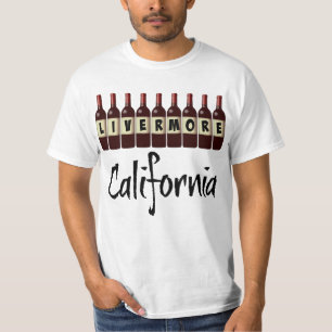Livermore California Red Wine Bottles Tasting Fun T-Shirt