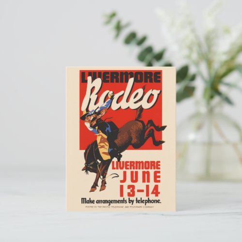 Livermore Rodeo USA Vintage Poster 1933 Postcard