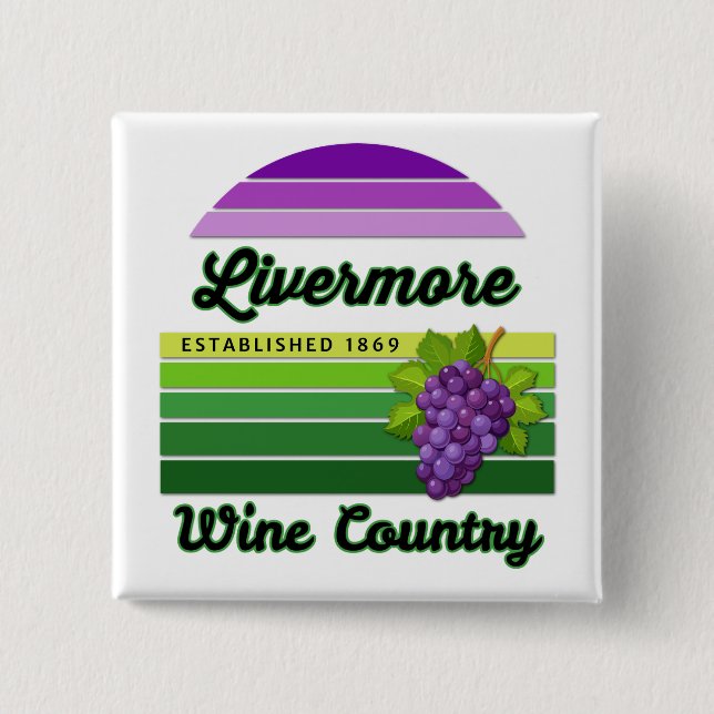 Livermore Wine Country Purple Green Stripes Grapes Button (Front)