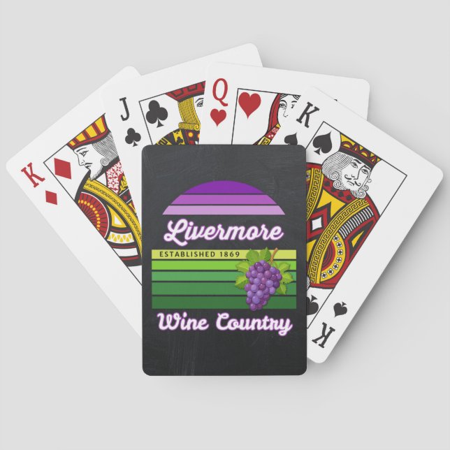 Livermore Wine Country Purple Green Stripes Grapes Poker Cards (Back)