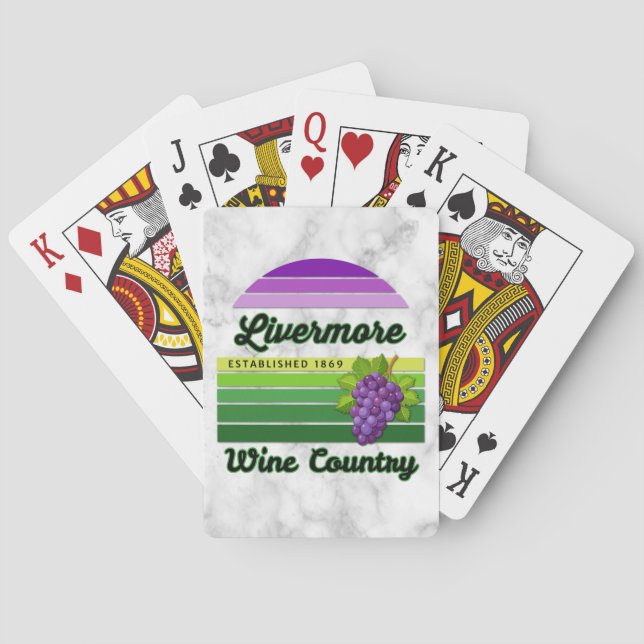 Livermore Wine Country Purple Green Stripes Grapes Poker Cards (Back)