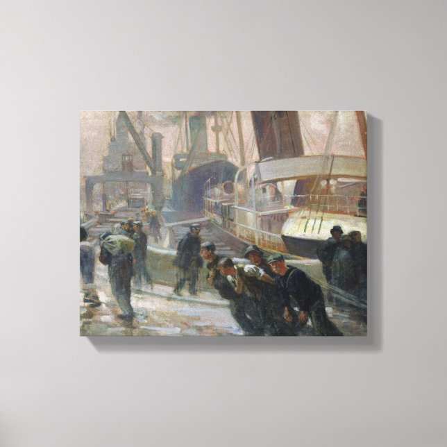 Liverpool Dockers at Dawn, 1903 Canvas Print (Front)