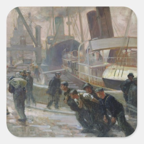 Liverpool Dockers at Dawn 1903 Square Sticker