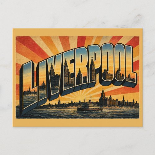 Liverpool England River Mersey Waterfront Vintage Postcard