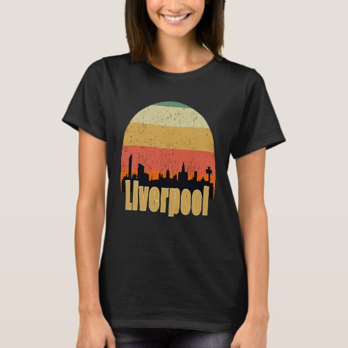 Liverpool England Skyline Silhouette Sunset I Love T_Shirt
