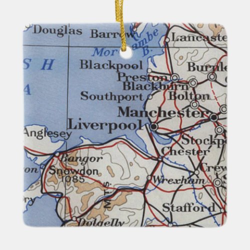 Liverpool England Vintage Map Ceramic Ornament