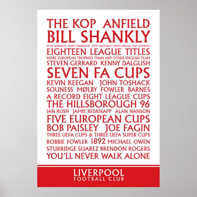Liverpool FC Successes print (Front)